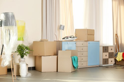 Student removals in Harrow with boxes and furniture ready for transport