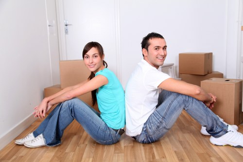 Newly unpacked living room after a successful home move in Harrow