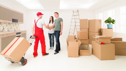 Neatly packed household items ready for transport in Harrow