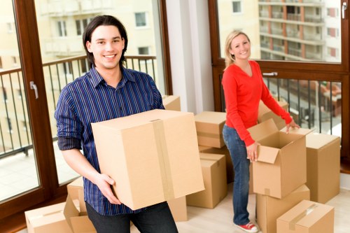 Organised household boxes prepared for a Harrow home move